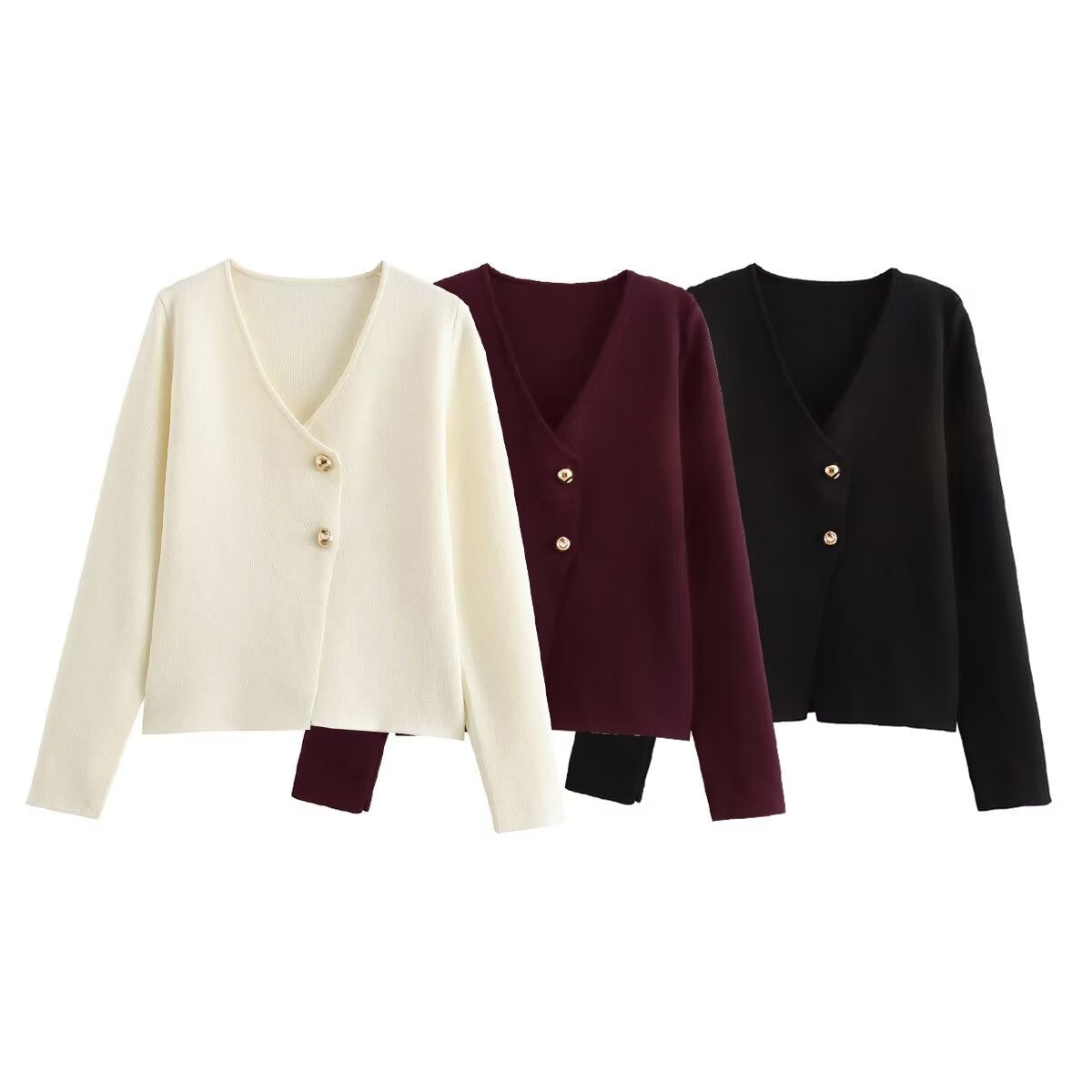 Autumn New V-neck Slim-fit Long Sleeve Knitted Cardigan Coat