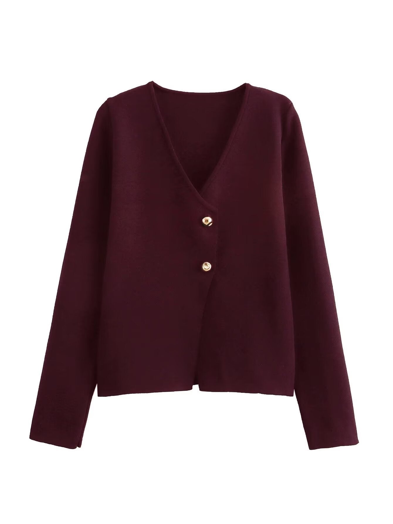 Autumn New V-neck Slim-fit Long Sleeve Knitted Cardigan Coat